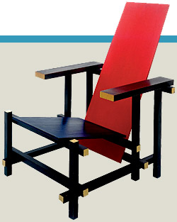 De beroemde rood-blauwe stoel uit 1918