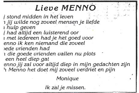 Advertentie overlijden Menno Philip Bijl