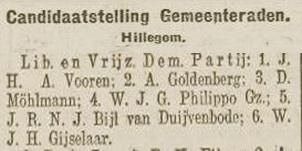Kandidaatstelling LVD partij Hillegom 1923