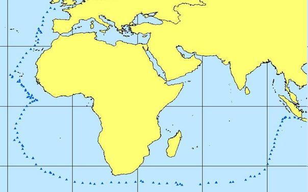 Positie van het Nederlandse schip de Celebes