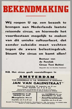 Circus aankondiging 1965 Amsterdam